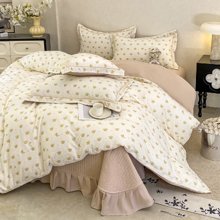 91家纺网 家纺一手货源 找家纺 （总）富之航 2025爆款床盖四件套加厚床盖直播爆款小清新床盖四件套