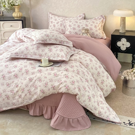 91家纺网 家纺一手货源 找家纺 （总）富之航 2025爆款床盖四件套加厚床盖直播爆款小清新床盖四件套