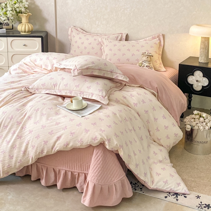 91家纺网 家纺一手货源 找家纺 （总）富之航 2025爆款床盖四件套加厚床盖直播爆款小清新床盖四件套