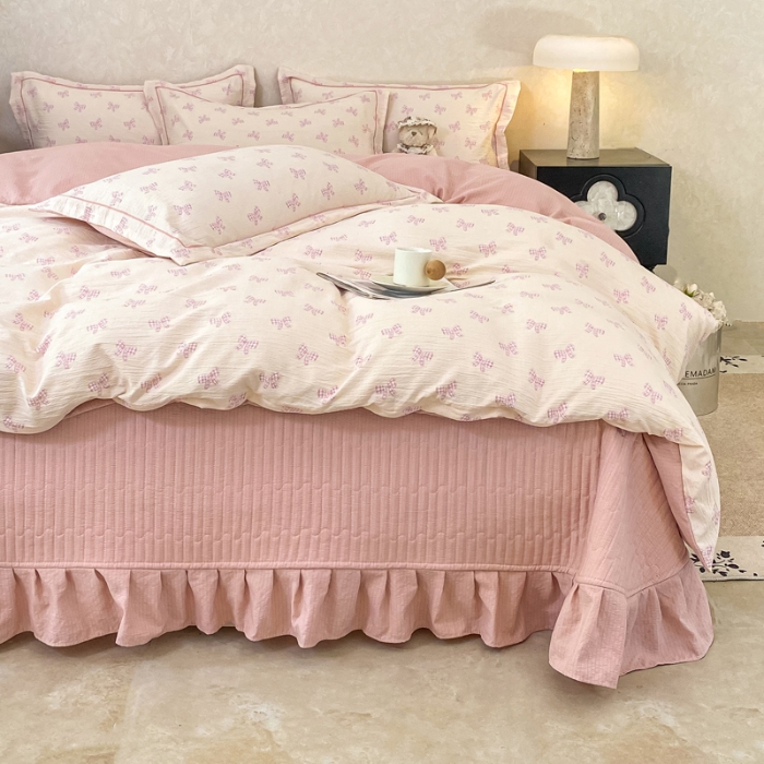 91家纺网 家纺一手货源 找家纺 （总）富之航 2025爆款床盖四件套加厚床盖直播爆款小清新床盖四件套