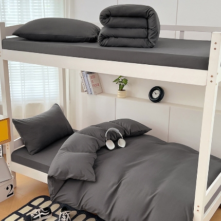 91家纺网 家纺一手货源 找家纺 （总）2025新款纯色双拼水洗棉学生三件套开学季床垫被芯床褥寝室6件套组合套装大礼包