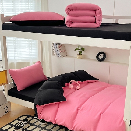 91家纺网 家纺一手货源 找家纺 （总）2025新款纯色双拼水洗棉学生三件套开学季床垫被芯床褥寝室6件套组合套装大礼包