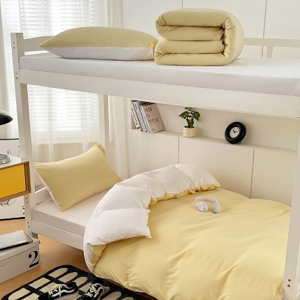 91家纺网 家纺一手货源 找家纺 （总）2025新款纯色双拼水洗棉学生三件套开学季床垫被芯床褥寝室6件套组合套装大礼包