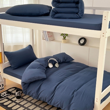 91家纺网 家纺一手货源 找家纺 （总）2025新款纯色双拼水洗棉学生三件套开学季床垫被芯床褥寝室6件套组合套装大礼包