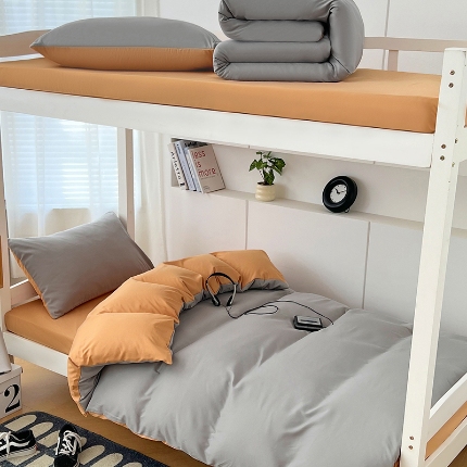 91家纺网 家纺一手货源 找家纺 （总）2025新款纯色双拼水洗棉学生三件套开学季床垫被芯床褥寝室6件套组合套装大礼包