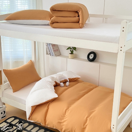 91家纺网 家纺一手货源 找家纺 （总）2025新款纯色双拼水洗棉学生三件套开学季床垫被芯床褥寝室6件套组合套装大礼包