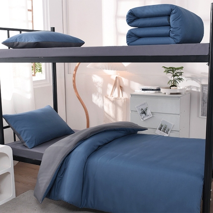 91家纺网 家纺一手货源 找家纺 （总）2025新款纯色双拼水洗棉学生三件套开学季床垫被芯床褥寝室6件套组合套装大礼包