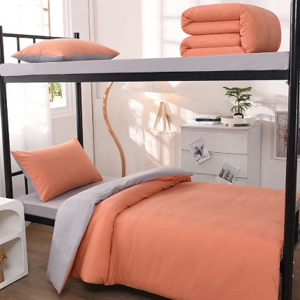 91家纺网 家纺一手货源 找家纺 （总）2025新款纯色双拼水洗棉学生三件套开学季床垫被芯床褥寝室6件套组合套装大礼包