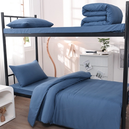 91家纺网 家纺一手货源 找家纺 （总）2025新款纯色双拼水洗棉学生三件套开学季床垫被芯床褥寝室6件套组合套装大礼包