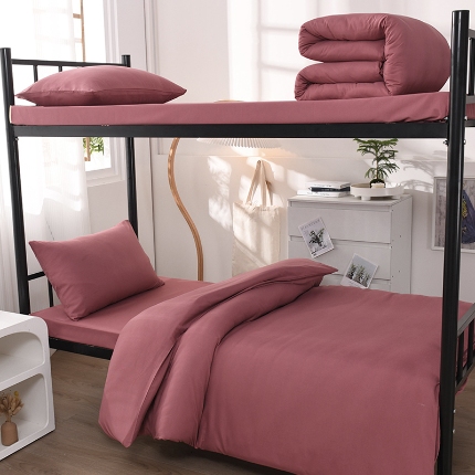 91家纺网 家纺一手货源 找家纺 （总）2025新款纯色双拼水洗棉学生三件套开学季床垫被芯床褥寝室6件套组合套装大礼包