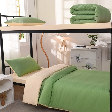 91家纺网 家纺一手货源 找家纺 （总）2025新款纯色双拼水洗棉学生三件套开学季床垫被芯床褥寝室6件套组合套装大礼包