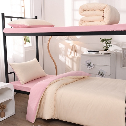 91家纺网 家纺一手货源 找家纺 （总）2025新款纯色双拼水洗棉学生三件套开学季床垫被芯床褥寝室6件套组合套装大礼包