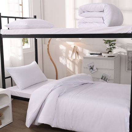 91家纺网 家纺一手货源 找家纺 （总）2025新款纯色双拼水洗棉学生三件套开学季床垫被芯床褥寝室6件套组合套装大礼包