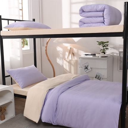 91家纺网 家纺一手货源 找家纺 （总）2025新款纯色双拼水洗棉学生三件套开学季床垫被芯床褥寝室6件套组合套装大礼包