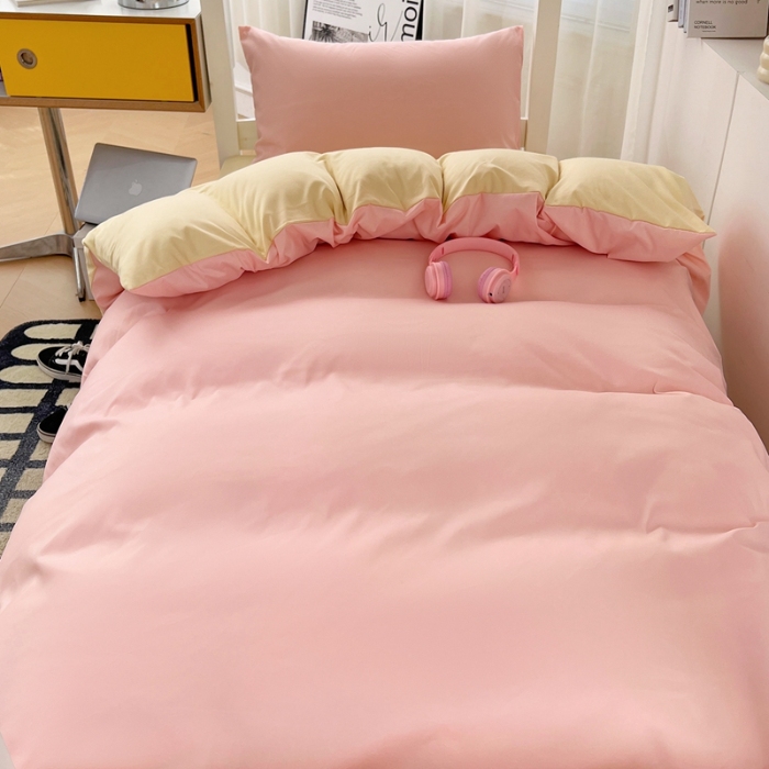 91家纺网 家纺一手货源 找家纺 （总）2025新款纯色双拼水洗棉学生三件套开学季床垫被芯床褥寝室6件套组合套装大礼包