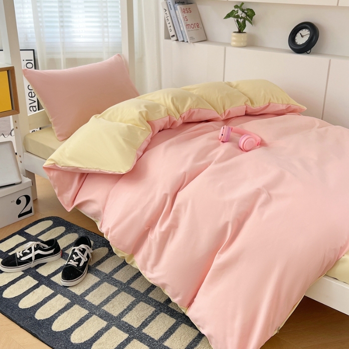 91家纺网 家纺一手货源 找家纺 （总）2025新款纯色双拼水洗棉学生三件套开学季床垫被芯床褥寝室6件套组合套装大礼包