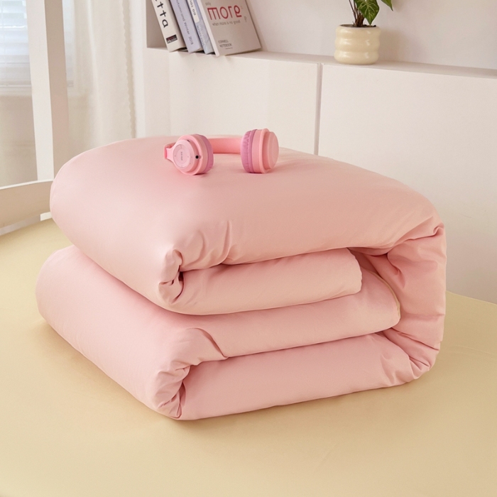 91家纺网 家纺一手货源 找家纺 （总）2025新款纯色双拼水洗棉学生三件套开学季床垫被芯床褥寝室6件套组合套装大礼包