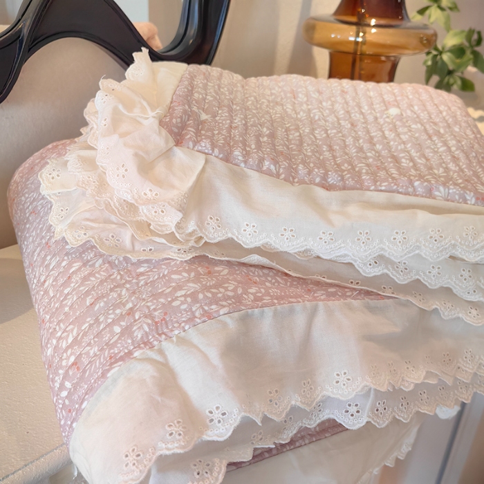 91家纺网 家纺一手货源 找家纺 （总）全棉纯棉双层纱花边床盖软床垫夹棉床单欧式韩版