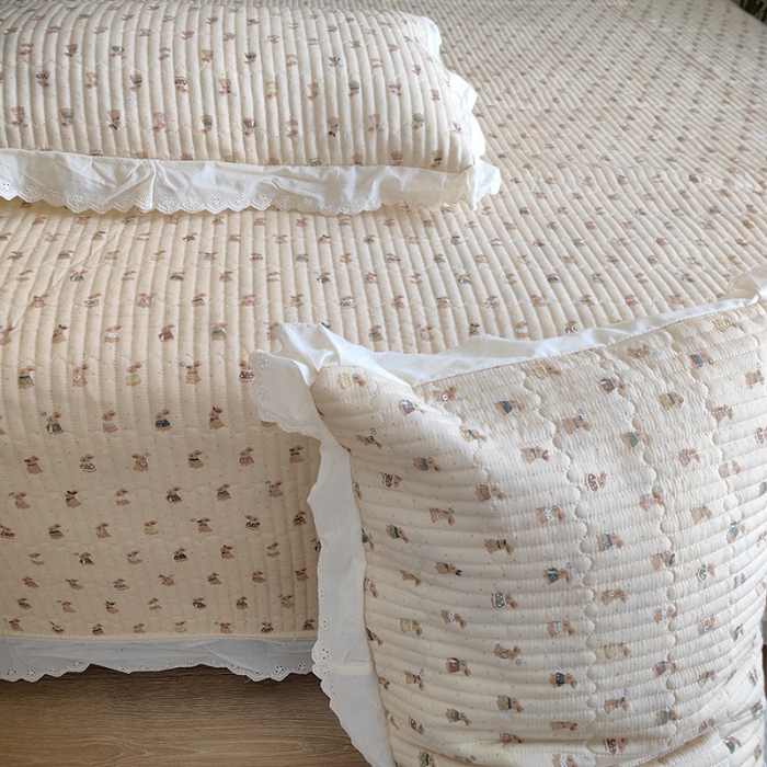 91家纺网 家纺一手货源 找家纺 （总）全棉纯棉双层纱花边床盖软床垫夹棉床单欧式韩版