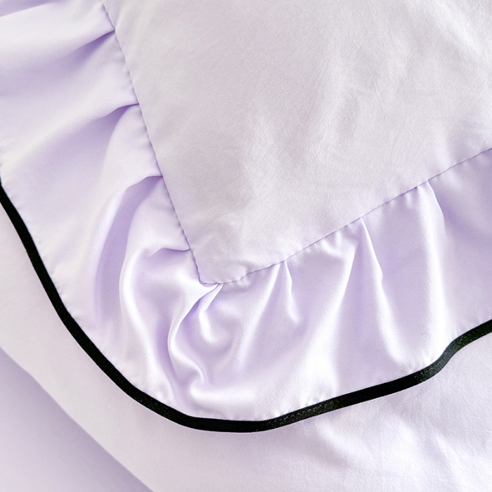 91家纺网 家纺一手货源 找家纺 漫步云家纺2026春夏新品韩版花边超柔水洗棉纯棉全棉蝴蝶结刺绣四件套 蝶儿飞飞--梦幻紫