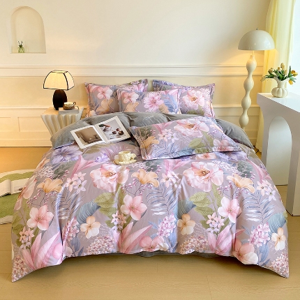 91家纺网 家纺一手货源 找家纺 （总）焱博家纺 2025新款A版13372全棉数码印花B版230克海藻绒纯棉加绒四件套