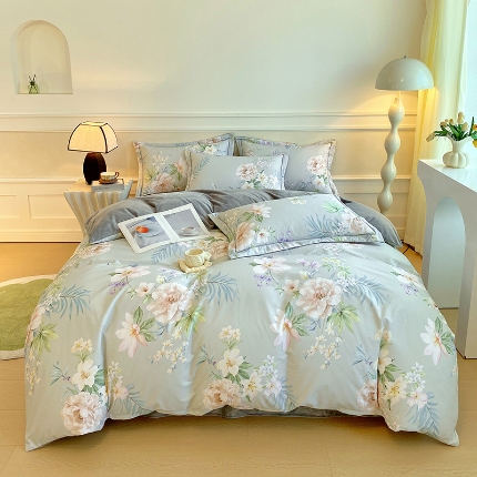 91家纺网 家纺一手货源 找家纺 （总）焱博家纺 2025新款A版13372全棉数码印花B版230克海藻绒纯棉加绒四件套