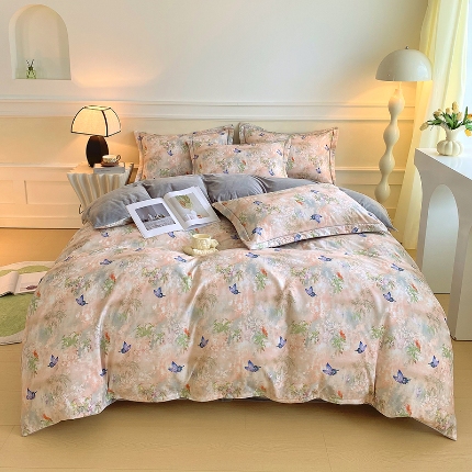 91家纺网 家纺一手货源 找家纺 （总）焱博家纺 2025新款A版13372全棉数码印花B版230克海藻绒纯棉加绒四件套