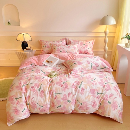 91家纺网 家纺一手货源 找家纺 （总）焱博家纺 2025新款A版13372全棉数码印花B版230克海藻绒纯棉加绒四件套