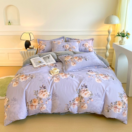 91家纺网 家纺一手货源 找家纺 （总）焱博家纺 2025新款A版13372全棉数码印花B版230克海藻绒纯棉加绒四件套