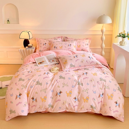 91家纺网 家纺一手货源 找家纺 （总）焱博家纺 2025新款A版13372全棉数码印花B版230克海藻绒纯棉加绒四件套