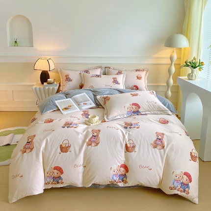 91家纺网 家纺一手货源 找家纺 （总）焱博家纺 2025新款A版13372全棉数码印花B版230克海藻绒纯棉加绒四件套