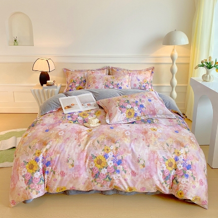 91家纺网 家纺一手货源 找家纺 （总）焱博家纺 2025新款A版13372全棉数码印花B版230克海藻绒纯棉加绒四件套