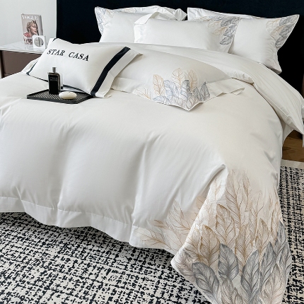 91家纺网 家纺一手货源 找家纺 （总）2025新款A类长绒棉贡缎全棉纯棉刺绣四件套 栖悦