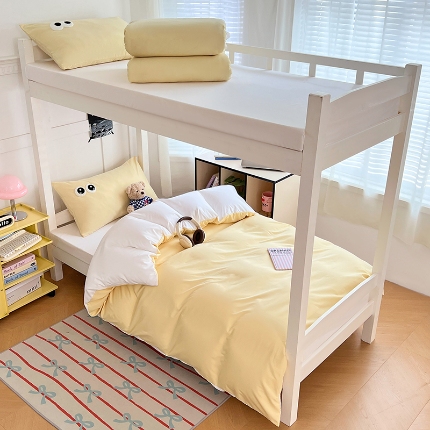 91家纺网 家纺一手货源 找家纺 （总）2025新款萌趣大眼睛毛巾绣纯色双拼水洗棉学生六件套床褥被芯枕芯开学季大礼包组合套装