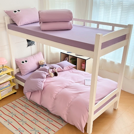 91家纺网 家纺一手货源 找家纺 （总）2025新款萌趣大眼睛毛巾绣纯色双拼水洗棉学生六件套床褥被芯枕芯开学季大礼包组合套装