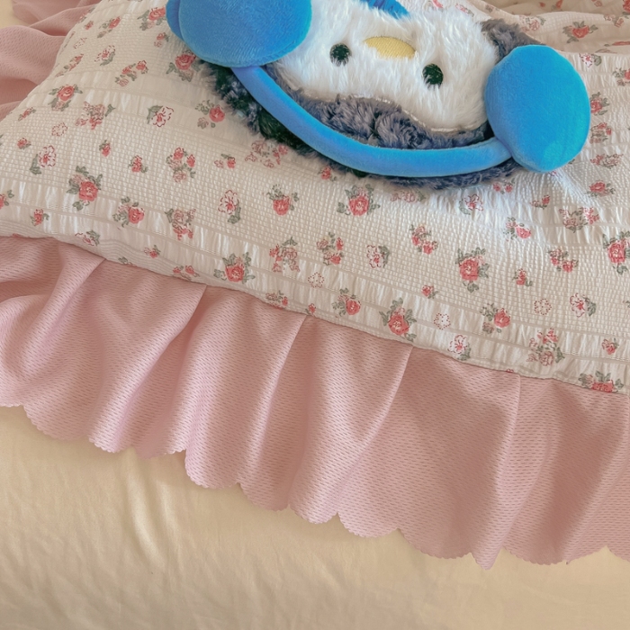 91家纺网 家纺一手货源 找家纺 （总）（含买家秀）2025年新款开学季泡泡棉小竹棉三件套学生季田园风花边款四件套床上用品