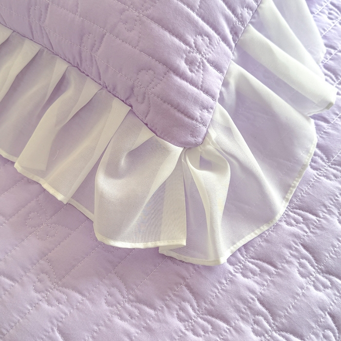 91家纺网 家纺一手货源 找家纺 苏米娜家纺2026春夏新品韩版甜美公主风超柔水洗棉床盖四件套刺绣针织棉双层纱纯棉棉麻全棉少女心夹棉床裙款夏被款床盖四件套 幻蝶-梦幻紫 