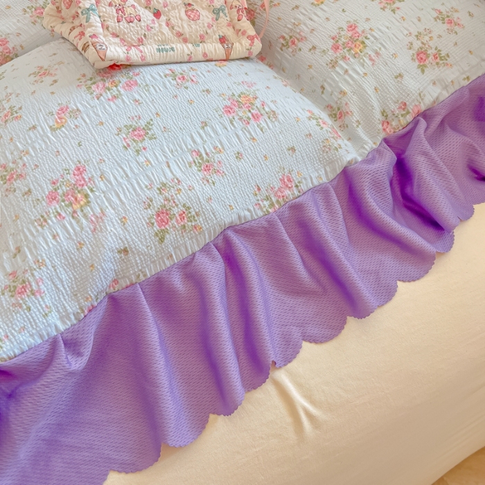 91家纺网 家纺一手货源 找家纺 （总）（含买家秀）2025年新款开学季泡泡棉小竹棉四件套韩系少女风花边款床单被套三件套床品套件