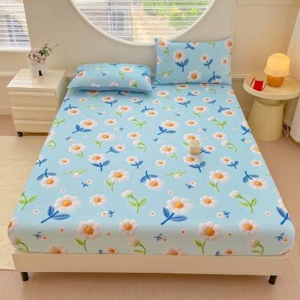 91家纺网 家纺一手货源 找家纺 （总）2025新款5D专版数码印花单床笠 床笠三件套