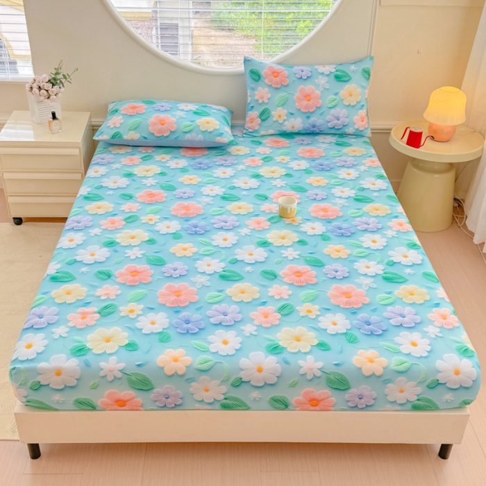 91家纺网 家纺一手货源 找家纺 （总）2025新款5D专版数码印花单床笠 床笠三件套