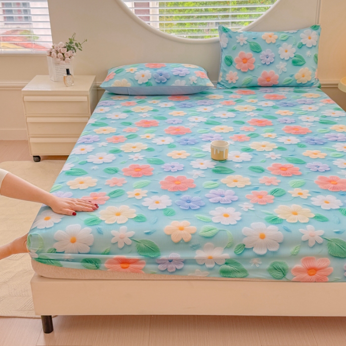 91家纺网 家纺一手货源 找家纺 （总）2025新款5D专版数码印花单床笠 床笠三件套