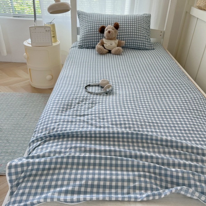 91家纺网 家纺一手货源 找家纺 （总）2025新款学生季无印风水洗棉褥子套被套学生套件宿舍单人90x200床褥套床垫套0.9开学季