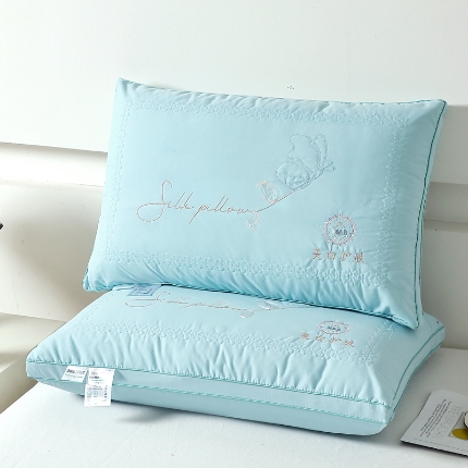 兴丝露枕芯 特价亲肤刺绣羽丝枕 舒适护颈枕