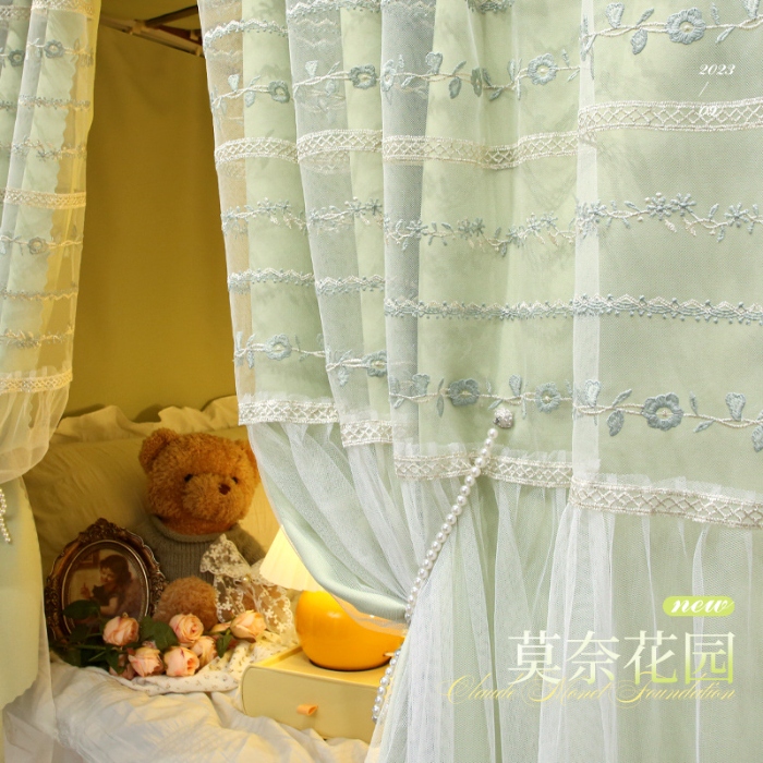 91家纺网 家纺一手货源 找家纺 （总）学生宿舍遮光帘 寝室床上下铺围窗帘布上铺法式拼接纱蚊帐一体式