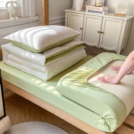 （总）恋人优选 2025新款40支全棉拼色纯色学生宿舍上下铺三四件套