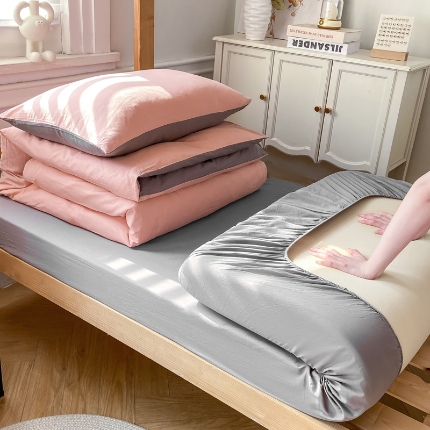 91家纺网 家纺一手货源 找家纺 （总）恋人优选 2025新款40支全棉纯棉拼色纯色四件套学生宿舍上下铺三件套