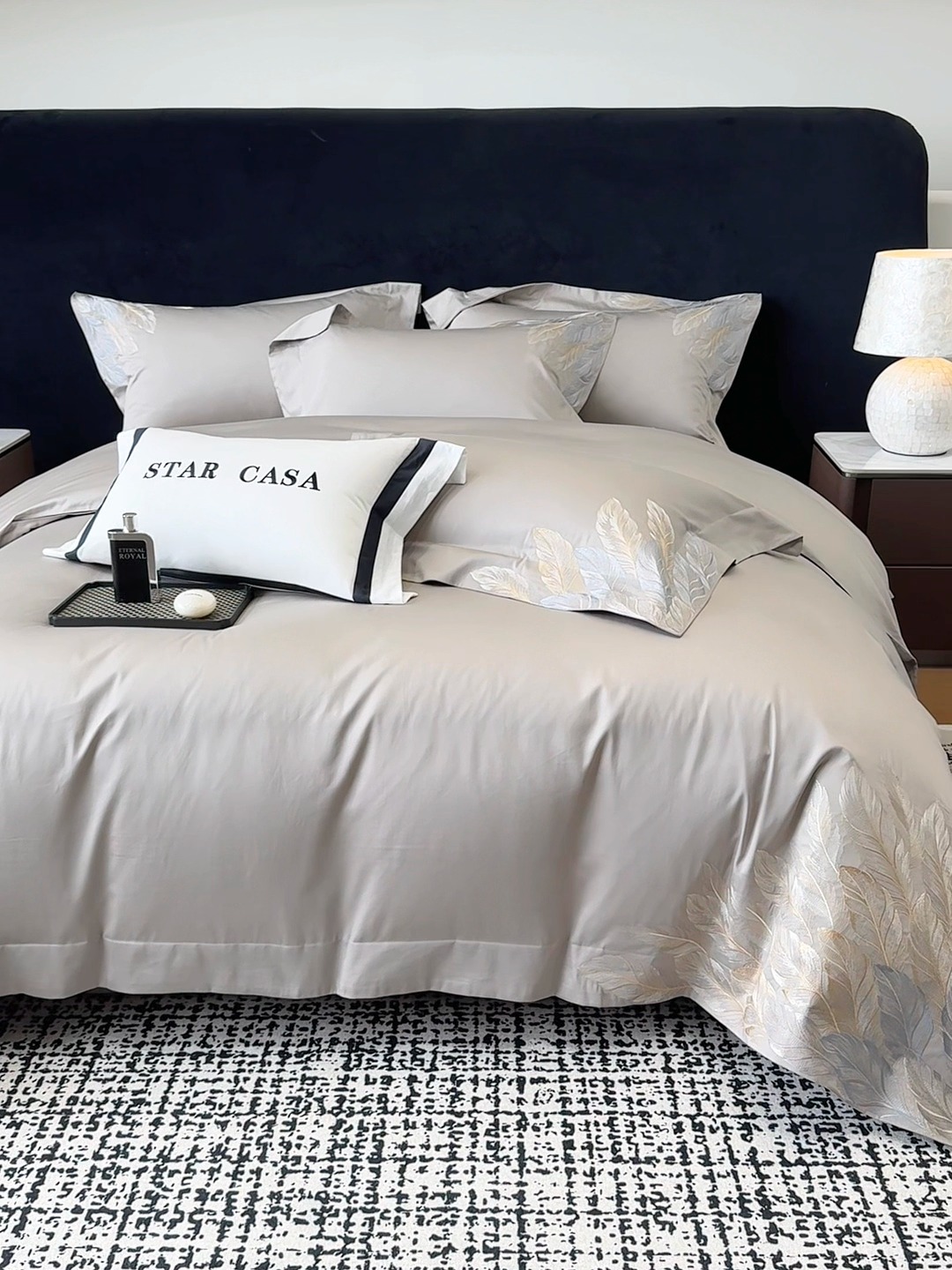 91家纺网 家纺一手货源 找家纺 （总）2025新款A类长绒棉贡缎全棉纯棉刺绣四件套 栖悦