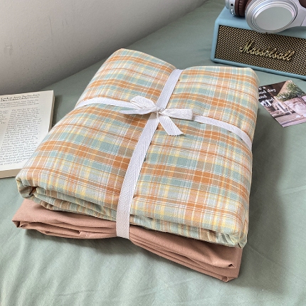 （总）艾咪-Amy ntmy 2025新款博主风条格款全棉纯棉色织水洗棉四件套
