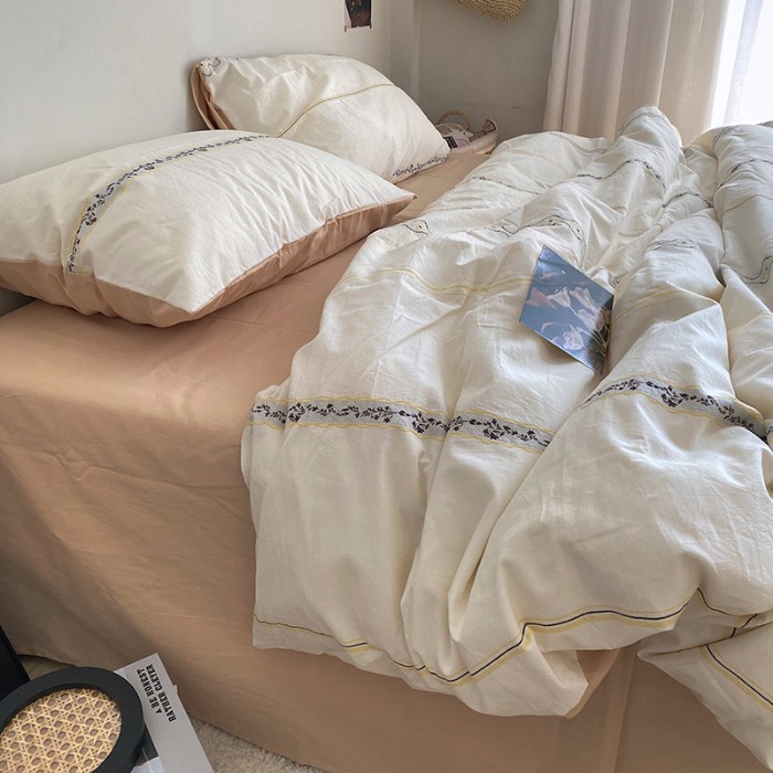 91家纺网 家纺一手货源 找家纺 （总）艾咪-Amy ntmy 2025新款轻复古博主风全棉纯棉色织提花四件套