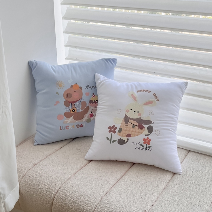 91家纺网 家纺一手货源 找家纺 （总）2025新款高科技植绒发泡烫绣卡通抱枕多巴胺可爱烫绣卧室靠枕抱枕含芯